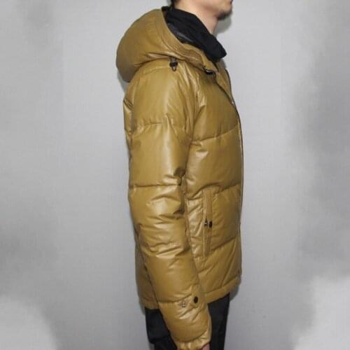 Winter Mens Warm Light White Duck Down Jacket Unisex Hoody Sheepskin Genuine Leather Jacket Slim Fit Overcoat Plus Size 5XL Coat