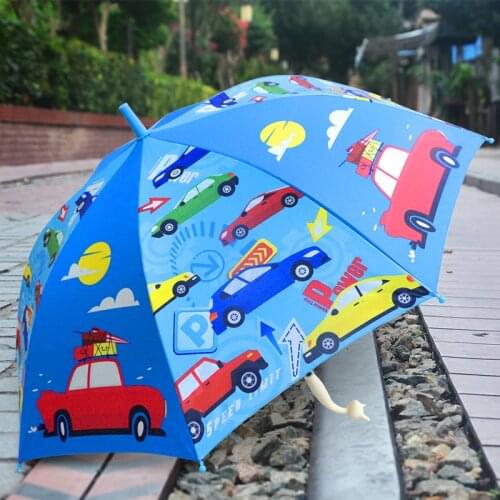 Childrens Umbrella Girls Boys Kindergarten Straight Handle Cartoon School Kids Pupils Baby Rain Gear Automatic