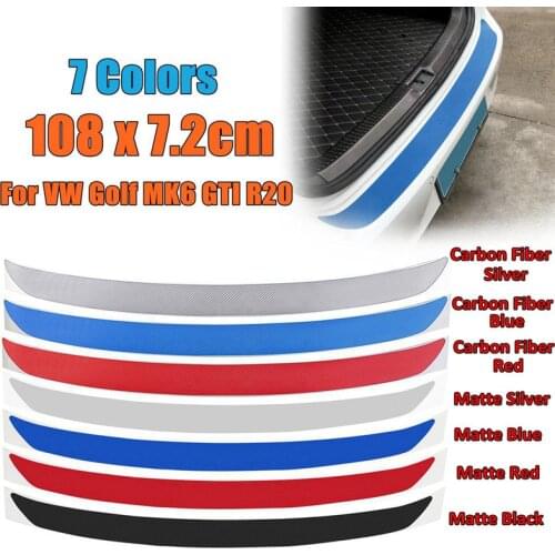 108x7.2cm 1Pc Carbon Fiber Rear Bumper Protector Sticker Trim 7 Colors For VW Golf MK6 GTI R20 Car-Styling Sticker And Decals