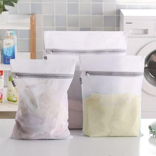 1pcs Mesh Laundry Zippered Mesh Laundry Bag Polyester Washing Net Bag for Underwear Sock Washing Machine Pouch Clothes