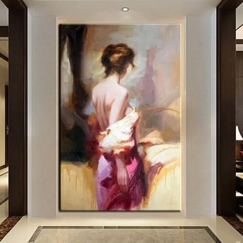 100% Hand-Painted Sexy Woman Abstract Oil Painting Home Decoration Pictures Wall Art Painting Handmade Frameless Large Size