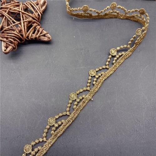20Yd Embroidery Lace Unilateral Gold Line Trims Hollow Lolita Accessories Gold Jewelry DIY Clothing Accessories