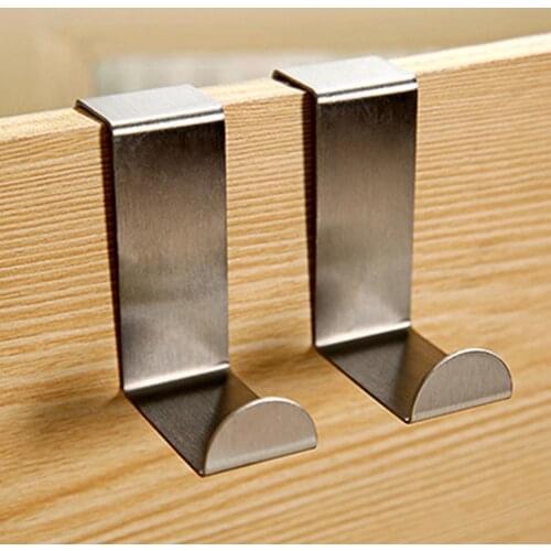 2PCS Stainless Steel Home Kitchen Wall Door Hook Hanger Hanging Coat Hooks Holder