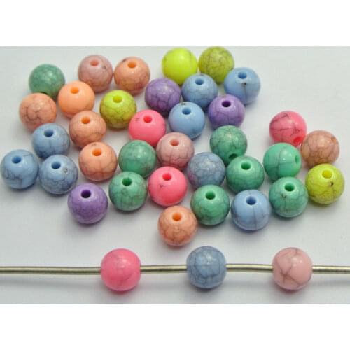 200 Mixed Color Acrylic Round Beads 8mm Imitation Stone