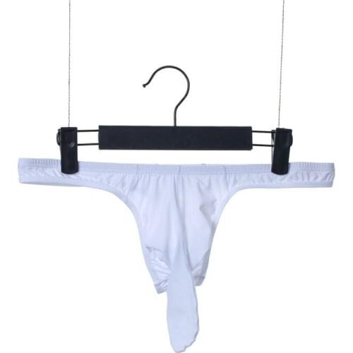2019 Cool Ice Silk Sexy Underwear Thong Long Penis Pouch Man Briefs Soft underpants Male G-String Gay Men T-back Dropshipping