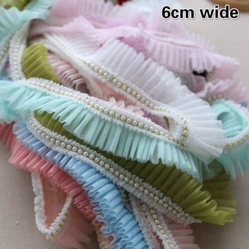 2021 Many Colors Pleated Beaded Ruffle Lace Fabric Accessories DIY Hat Clothes Skirt Sewing Material Doll Cradle Toy Decoration