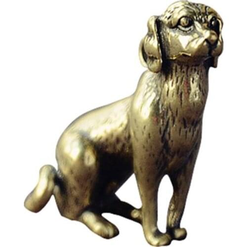 3D Brass Dog Casting Statue Mini Animal Metal Figurine Home Decor Desktop Crafts Sculpture Decoration Pendants Gifts