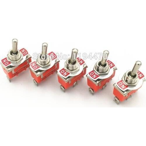 5pcs Latching Toggle Switch 1121 3-Pin 2 Position ON-ON SPDT Maintained 15A 250VAC with Waterproof Cap 12mm Mounting Hole