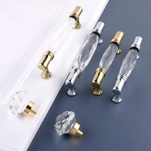 96/128mm High Quality Crystal Zinc Alloy Handle For Furniture Door Knobs Kitchen Cabinet Dresser Pull Luxury Handle Knob