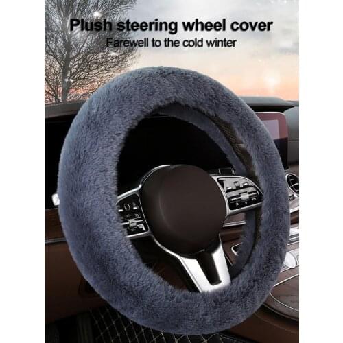 Car Interior Accessories New 37-38CM Car Steering Wheel Cover Winter Universal Hand Brake Gear Position Gear Natural Plush Cover