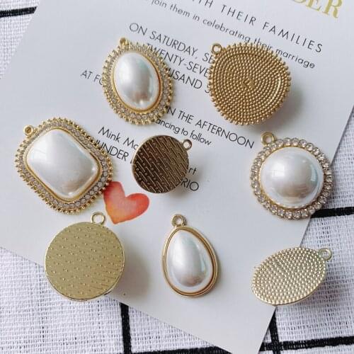 DIY jewelry accessories wholesale alloy pearl round water drop metal edging earrings pendant materials