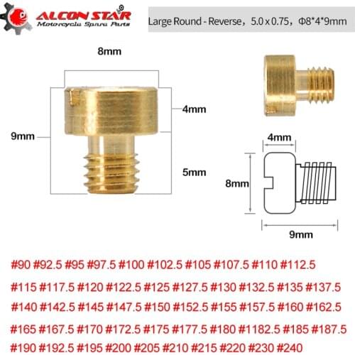 Alonctar- 10 PCS Large Round Main Jet Kit Set For Mikuni Carburetor #90 - #240 N100.604 RS34 36 38 40 TM33 36 40 VM16 VM29 VM33
