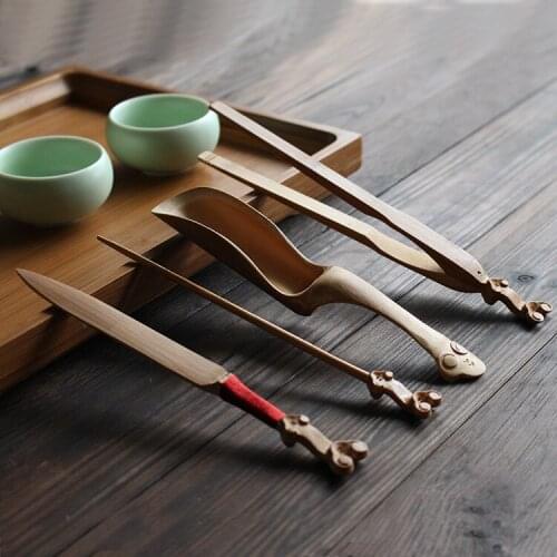 Bamboo Puer Tea Caddy Cutters Clips Chaze Tea Spoon/Clamp/Tongs Tea Needle Ruyi Carve Tea Culture Handmade Unique Style