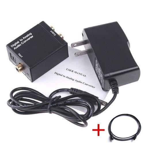 Free shipping CA Digital Optical Toslink/SPDIF Coax to Analog L/R RCA Audio Converter Adapter ith USB cable and fiber cable