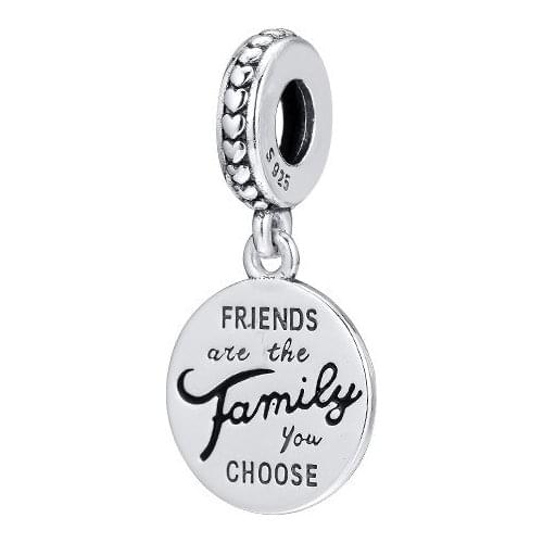 Friends Family Charms for Snake Chain Bracelets 925 Sterling Silver Jewelry Vintage Dangle DIY Silver Charms for Jewelry Making