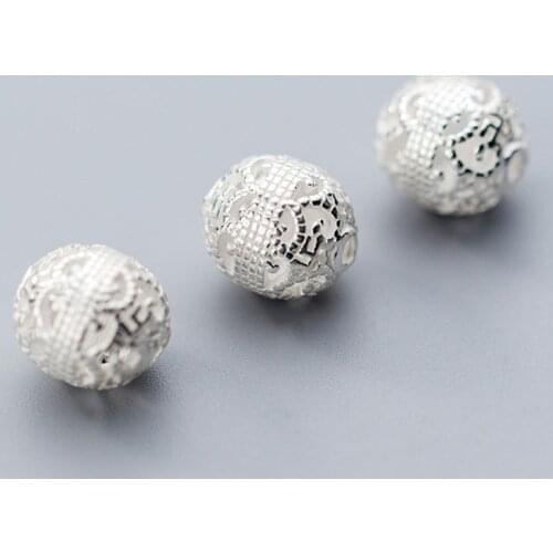 100% 925 Sterling Silver Hollow Out Spacer Beads Craft Handmade Silver Spacer Beads DIY Bracelets Women Jewelry Making Findings