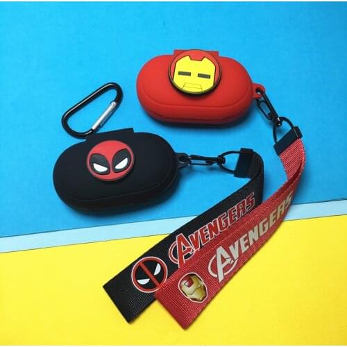 Marvel Earphone Case For Samsung Galaxy Buds/Buds+ Silicone Wireless Bluetooth Earphone Case Shell Charger Box With Lanyard