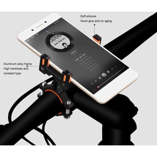 Bicycle Handlebar Mobile Phone Holder 360-Degree Rotating Metal Phone Bracket Anti-slip Bracket GPS Clip For Most Smartphones