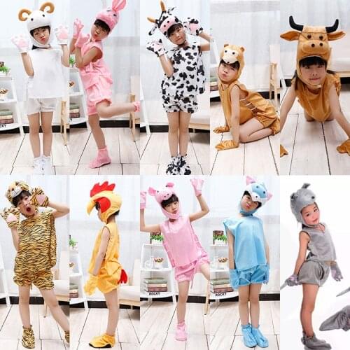 Purim Children Kids Cartoon Animal Costumes Cosplay Clothing Dinosaur Tiger Elephant Gift Short Sleeve Animals Jumpsuit for Boy