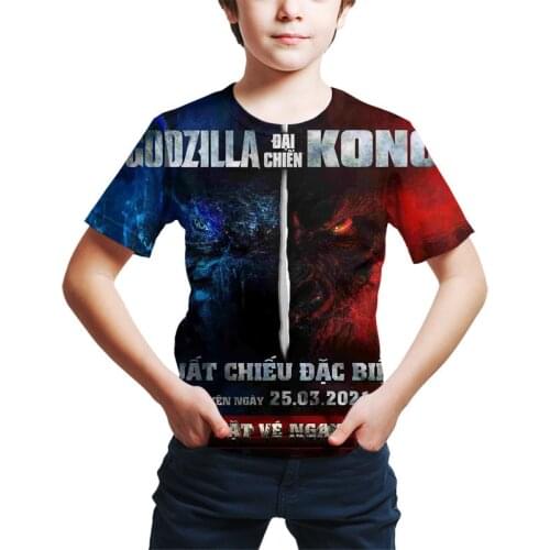 Godzilla T-shirt Breathable and Sweat-absorbent Short Sleeves Boys and Girls Universal Tops Cartoon Anime Kid Clothes 2021 News