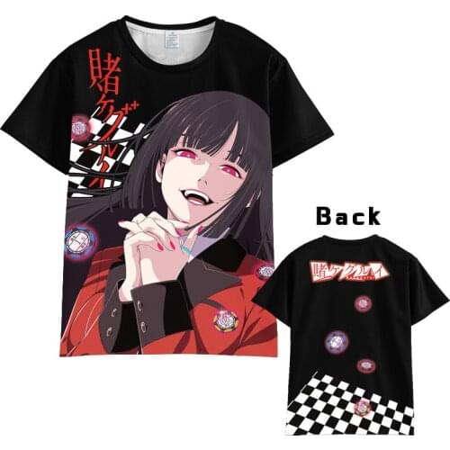 Kakegurui Jabami Yumeko Short Sleeve Unisex Casual Anime Cosplay T-shirt Otuka 3D Printed Summer Tee Tops Plus Size Drop Ship