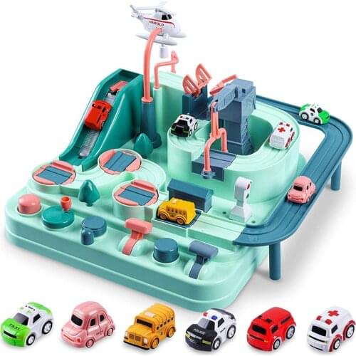 Race Tracks for Boys Car Adventure City Rescue Preschool Educational Toy Vehicle Puzzle Car Track Playsets for Kids Gifts