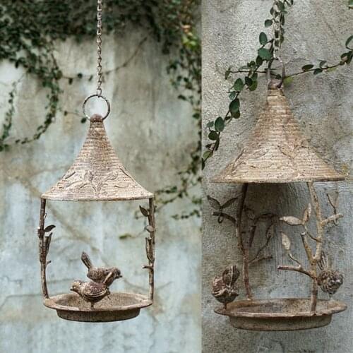 Parrot Bird Feeder Metal Home Garden Decor Retro Rustic Vintage Weathered Country Handmade Bird Feeder