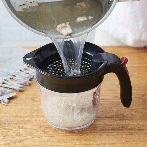 Creative Kitchen Tools Filter Soup Residue Oil Filter Soup Oil Separator With Non-Slip Handle Measuring Cup Kitchen Accessories