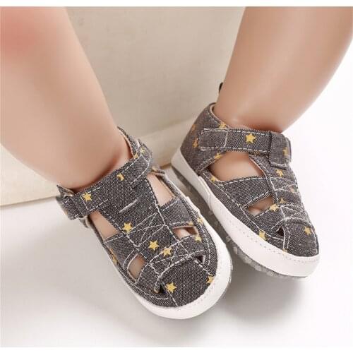 Star print Summer Newborn Baby Boy Girl Solid First Walkers Soft Sole Crib Shoes Sneaker Prewalker Canvas Casual Anti Slip Shoes