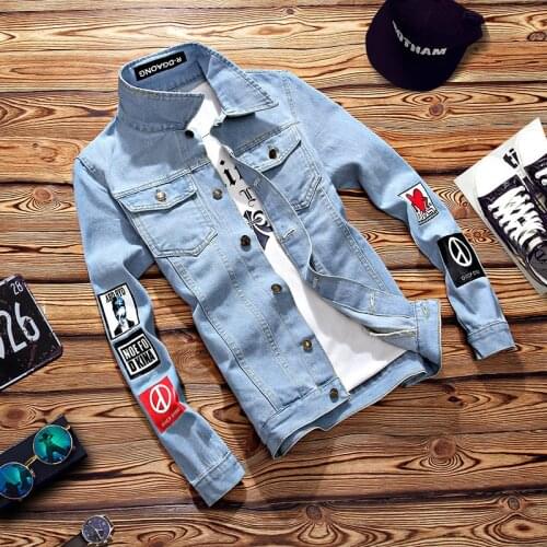 Jacket Chaqueta Hombre Solid Casual Slim Mens Denim Jacket Bomber Jacket Men Cowboy Mens Spring Jean