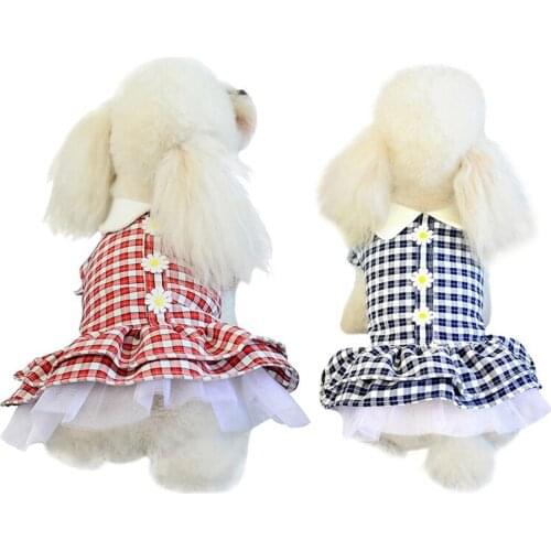Dog Dress Pet Dog Clothes Party Plaid Princess Dress Skirt Puppy Clothing Fashion Jean Pet Clothes For Small Dogs