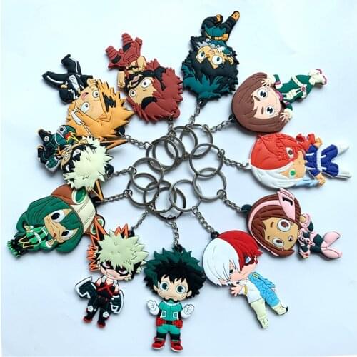 Cute Anime My Hero Academia Key Ring Silica gel Key Chains Key Holder Kids Accessories Trinkets Cosplay Itabag Keychain Gift