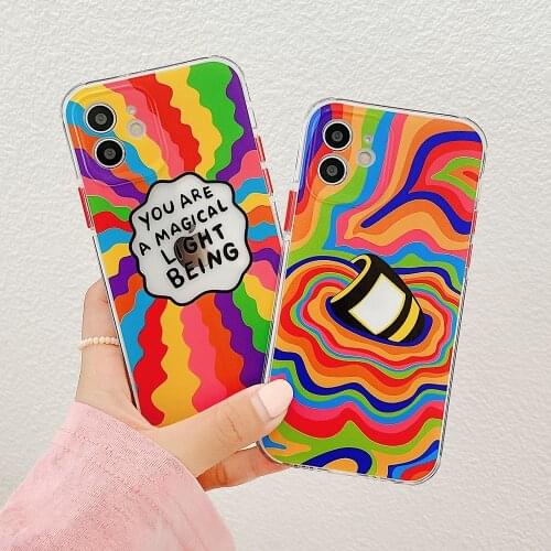 Fashion Graffiti Art Colorful Shockproof Phone Case For iPhone 11 12 Pro XR X XS Max 7 8 Plus Mini Love Heart Clear Soft Cover