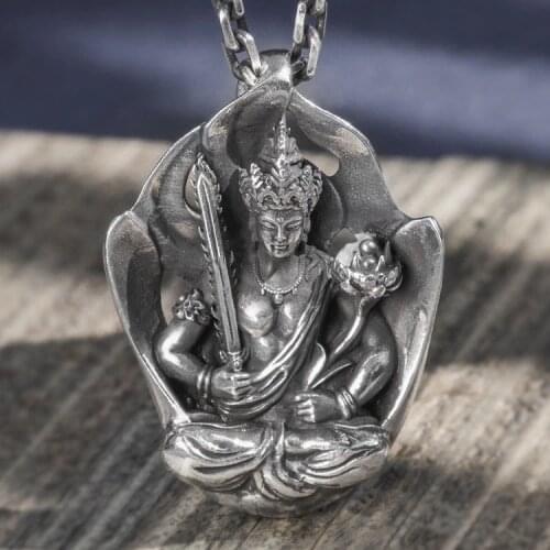 Solid 999 Sterling Silver handmade Buddha amulet mens pendant Charm jewelry A5685