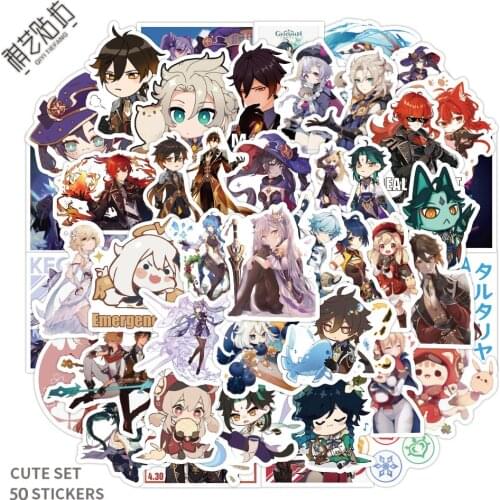 2TYPES 50PCS Genshin Impact Anime Game Graffiti Stickers For Laptop Luggage Bike Car Skateboard Guitar Waterproof Decal Toys