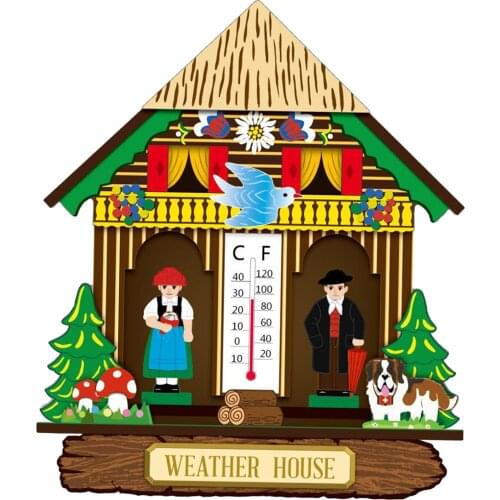 Novelty Wooden Wall Mount Hanging Thermometer Hygrometer Temperature Outdoor