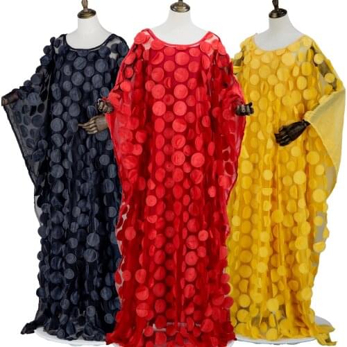 New African Fashion Womens Guipure Abaya Stylish Dashiki Net Cloth Applique Embroidery High Quality Loose Long Dress & Inside