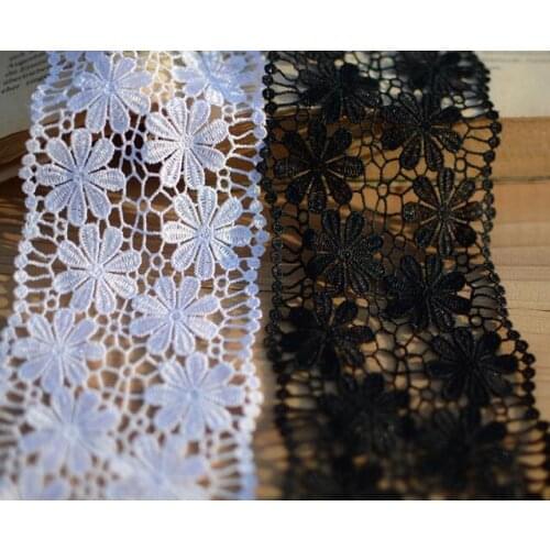 New Arrival 2 Meters 7cm Black/White High Quality Polyester Tassel Dangling Fringe Lace Trims For Sewing DIY Craft