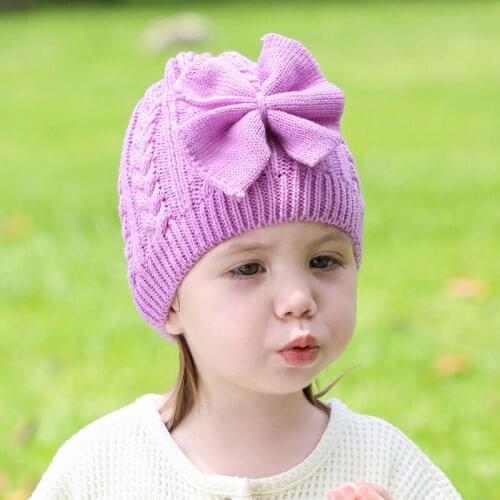 Autumn Winter Knitted Baby Hat Girls Cap Kids Beanie Infant Crochet Hat New Children Baby Cap Child Cap For 0-3 Years