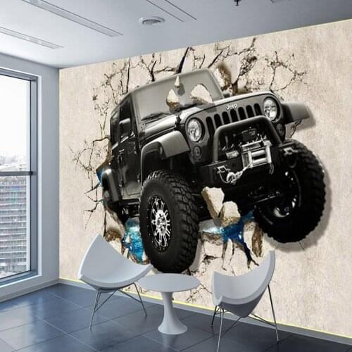 Custom Photo Wallpaper 3D Stereoscopic Jeep Car Broken Wall Mural Living Room Children Boys Bedroom Decorative Wall Paper Mural
