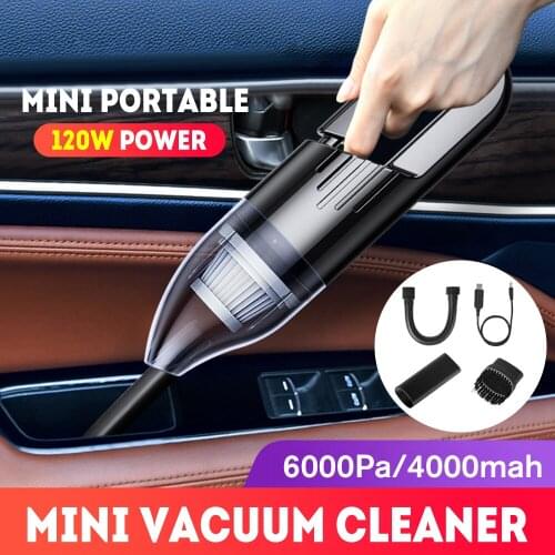 Portable Car Vacuum Cleaner Wired/Wireless Handheld Auto Vaccum 6000Pa Suction For Home Desktop Cleaning Mini Vacuum Cleaner