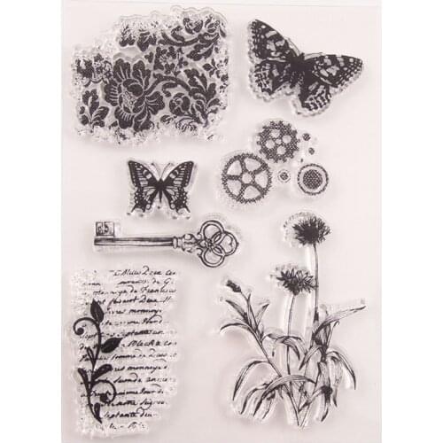 Butterfly Flowers Clear Stamps Transparent Silicone Stamp for DIY Scrapbooking Paper Card Craft Tools