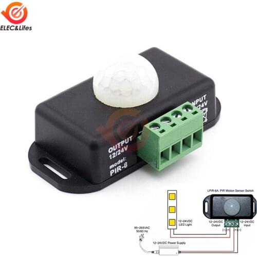 DC 12V 24V 8A Adjustable PIR Motion Sensor Switch Automatic Light Control Switch IR Infrared Detector for LED Strip Light