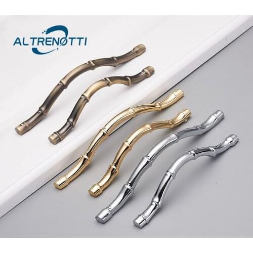 Cabinet Furniture Handle Chinese Style Zinc Alloy Bamboo Vintage Wardrobe Kitchen Door Pull Cupboard Drawer Closet Knob Hardware