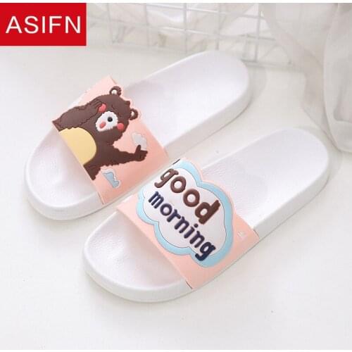 ASIFN Summer Beach Flip Flops Cute Bear Slippers Womens Shoes Girls Outside Sandals Shoes Outdoor Home Women Zapatos De Mujer