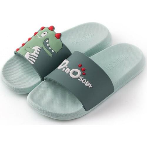 Women Summer Slippers Cartoon Dinosaur Lovely Slide Non-Slip Bathroom Indoor Home Flip Flops Women Men Sandals Female Beach Shoe