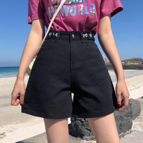 2020 New Womens Denim Shorts Classic Vintage High Waist Blue Wide Leg Female Caual Summer Ladies Shorts Jeans For Women