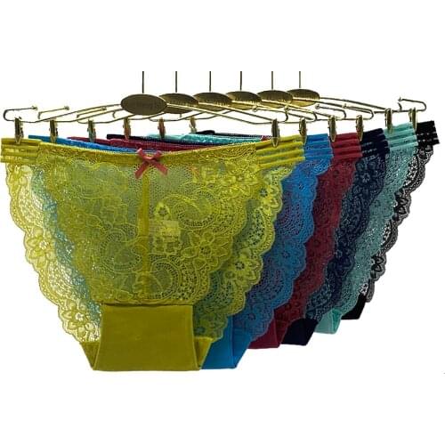 12 Pieces Sexy Panties Woman Underwear Floral Lace Briefs Ladies Transparent Lingerie Pantys Female Low Waist Culotte Underpants