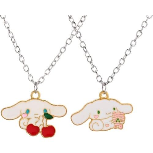 INSTOCK Kawaii Cartoon Cute Dolls Cinnamon Dog Cherry Pendant Necklace Anime Plush Toys For Girls Birthday Gift
