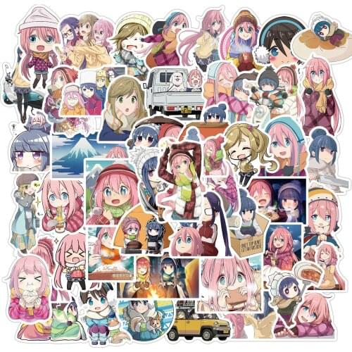 VANMAXX 50 PCS Cartoon Anime Yuru Camp Stickers Waterproof Vinyl Decal for Laptop Helmet Bicycle Luggage